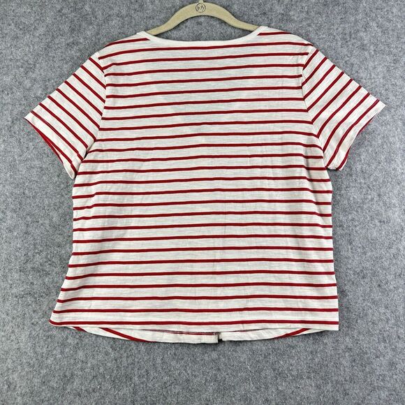 Old Navy Top Womens M Red Striped High Hip Short Sleeve Slub Knit Shirt NEW - Picture 6 of 13
